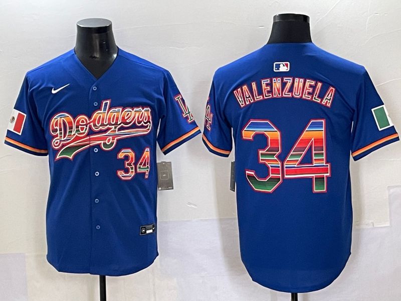 Men 2025 Los Angeles Dodgers #34 Valenzuela Blue Nike MLB Jersey style 6271